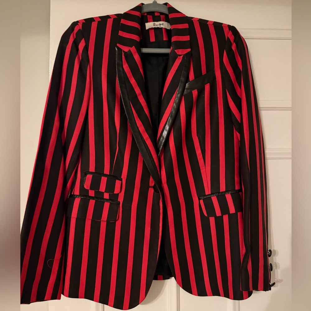 Red and Black Striped Blazer